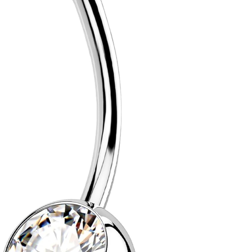 Durable Internally Threaded Belly Button Rings With Clear Cubic Zirconia  10mm